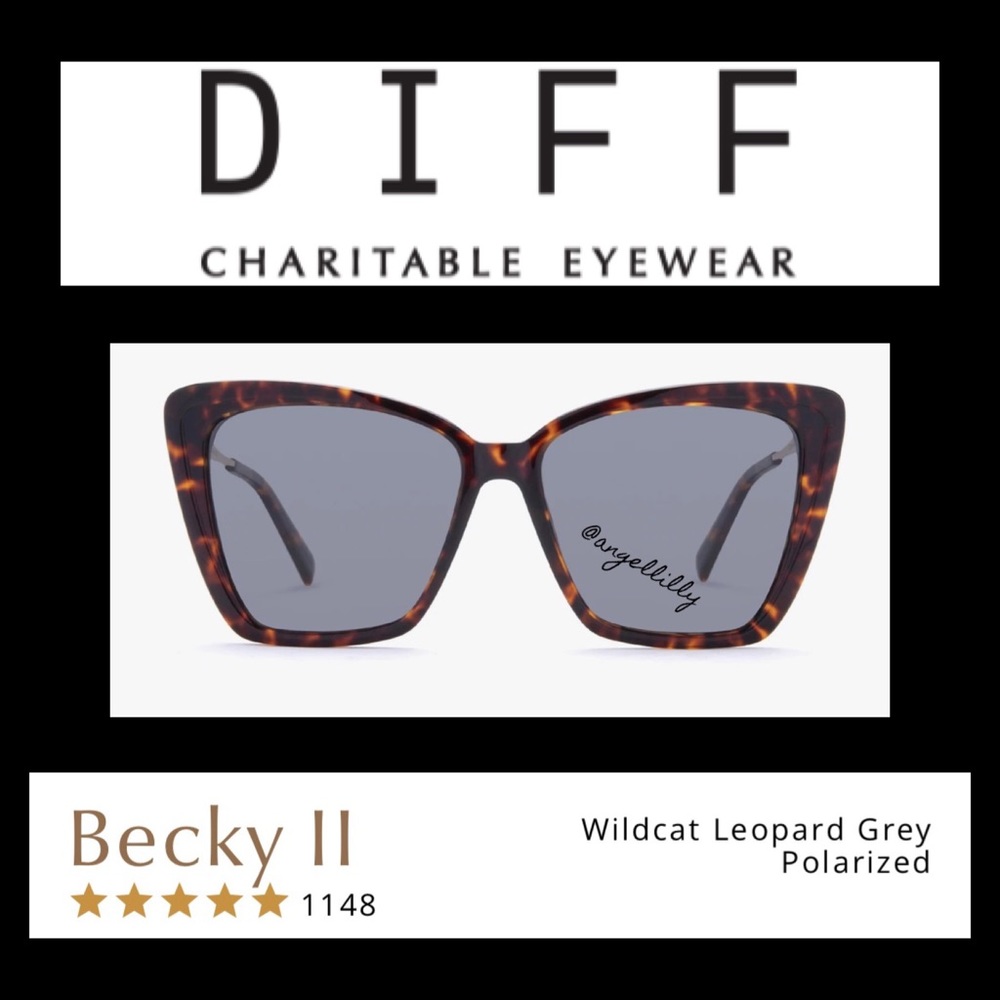 DIFF Eyewear Becky II Wildcat Leopard Grey Polarized Sunglasses